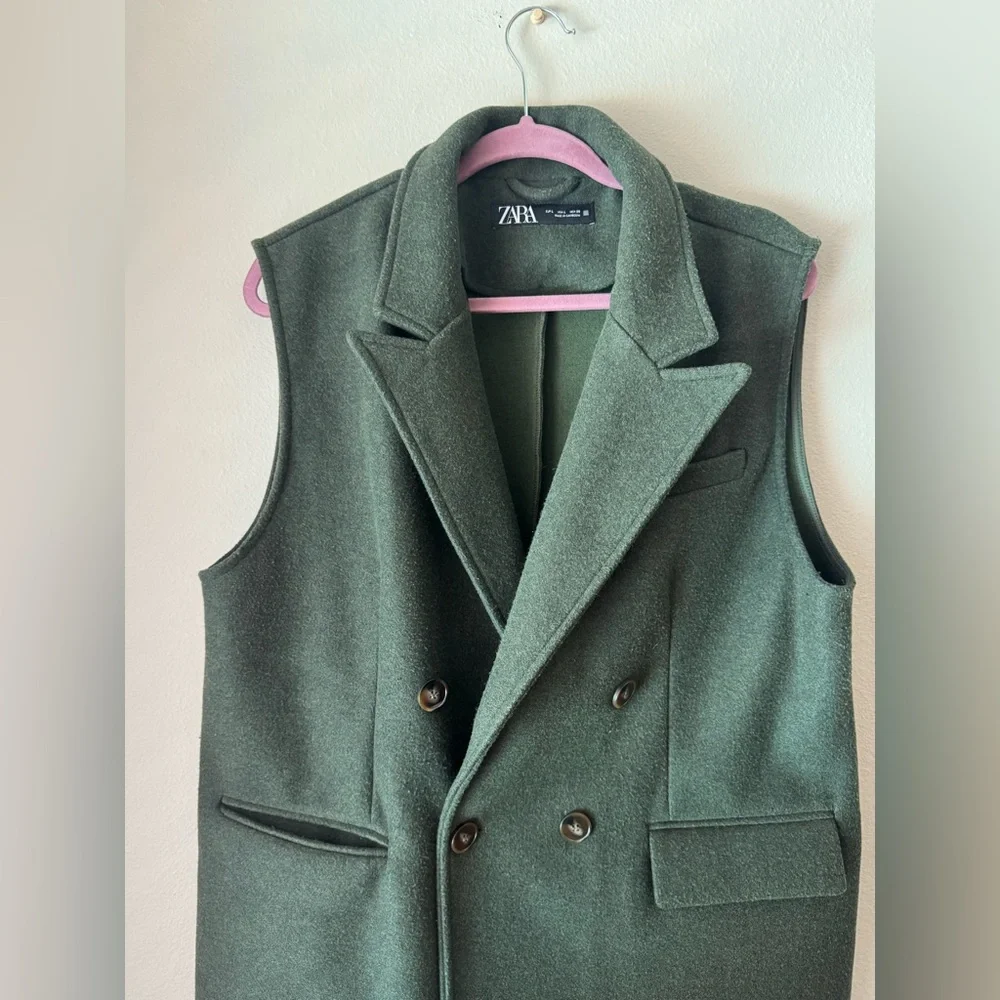 Zara Woman’s Forest Green Wool Blazer - Picture 7 of 9